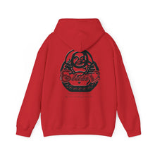 Load image into Gallery viewer, Hooded Sweatshirt Fire Red/Snow White/Baby Blue Blk Logo