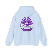 Load image into Gallery viewer, Signature &quot;Happy Buddha&quot; Purple Logo  - Hooded Sweatshirt