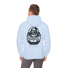 Load image into Gallery viewer, Hooded Sweatshirt Fire Red/Snow White/Baby Blue Blk Logo