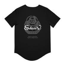 Load image into Gallery viewer, Signature &quot;Happy Buddha&quot; Grey Logo -Curved Hem Tee