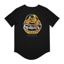 Load image into Gallery viewer, Signature &quot;Happy Buddha&quot; Yellow Logo -Curved Hem Tee