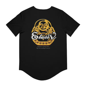 Signature "Happy Buddha" Yellow Logo -Curved Hem Tee