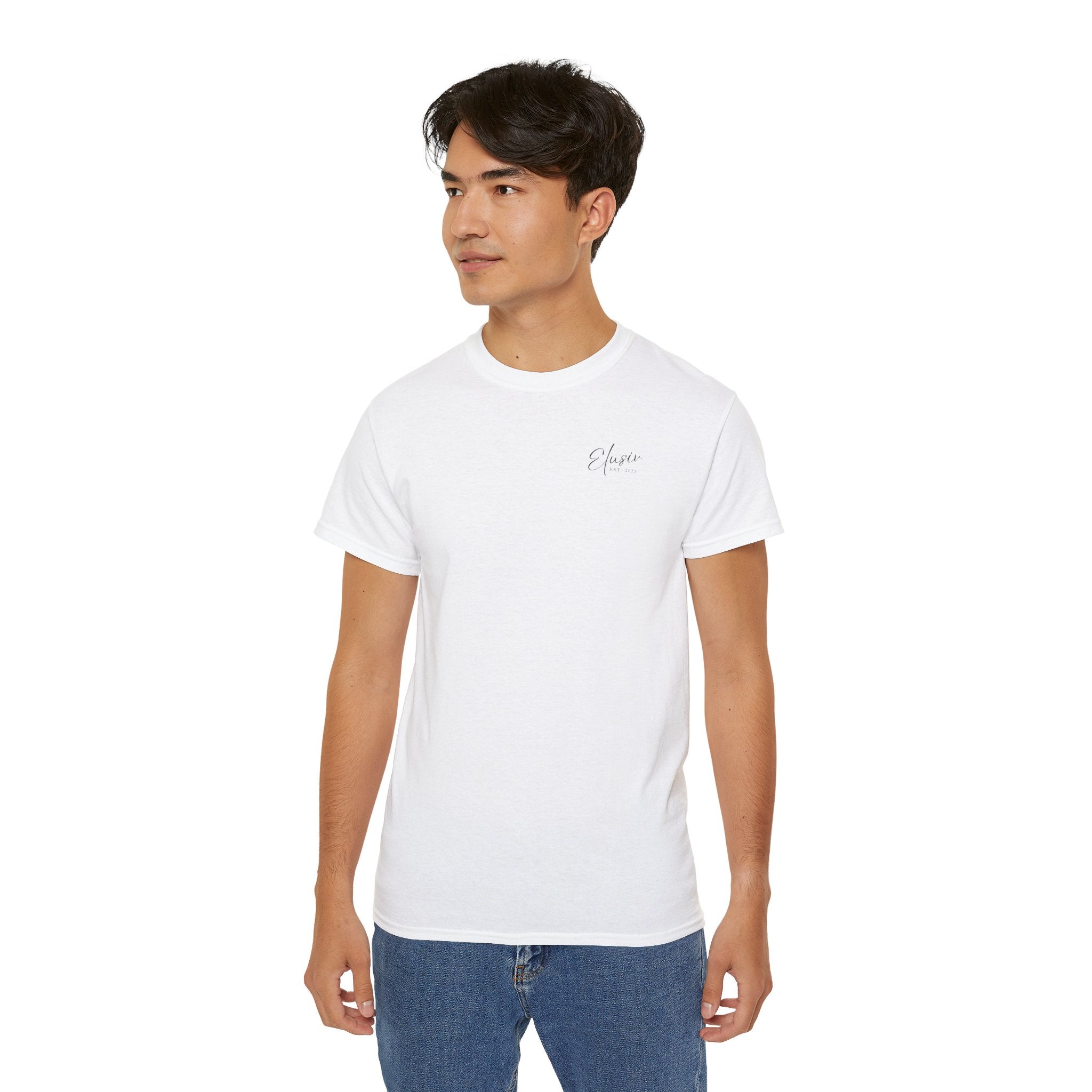 Elusiv unisex White Ultra Cotton Tee - Signature Black