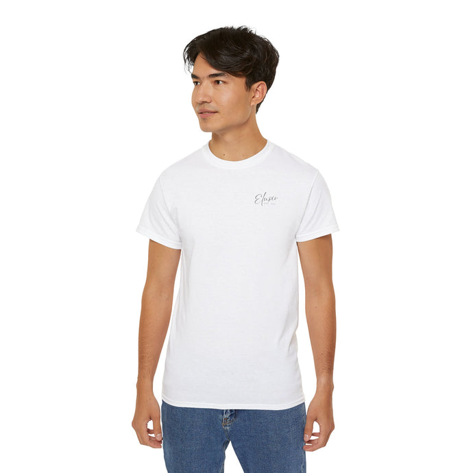 Elusiv unisex White Ultra Cotton Tee - Signature Black Buddha logo