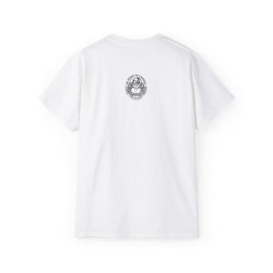 Elusiv unisex White Ultra Cotton Tee - Signature Black Buddha logo