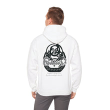 Load image into Gallery viewer, Hooded Sweatshirt Fire Red/Snow White/Baby Blue Blk Logo