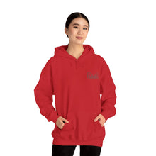 Load image into Gallery viewer, Hooded Sweatshirt Fire Red/Snow White/Baby Blue Blk Logo